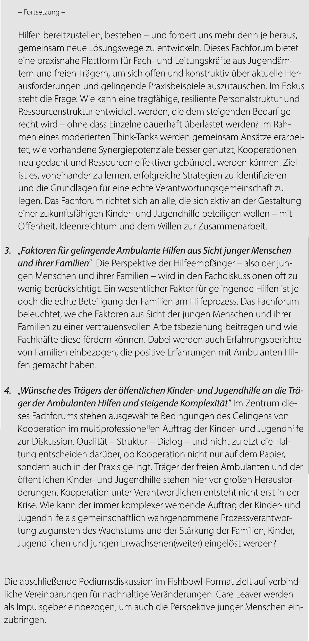 Bundesweiter Fachtag Fortsetzung